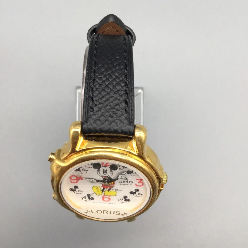 Lorus Boys Watch 31mm Disney Mickey Mouse Dial Gold Tone V422-0010 New Battery
